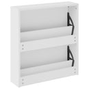 vidaXL magasfényű fehér 2 szintes cipőszekrény tükörrel 63 x 17 x 67cm
