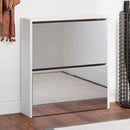 vidaXL magasfényű fehér 2 szintes cipőszekrény tükörrel 63 x 17 x 67cm