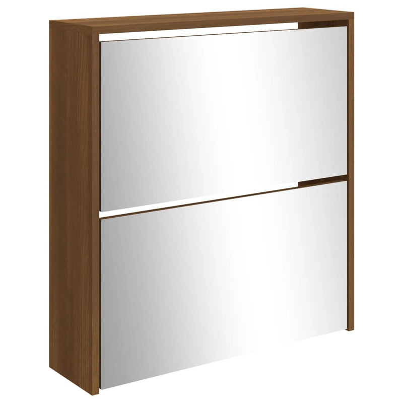 vidaXL barna tölgy 2 szintes cipőszekrény tükörrel 63 x 17 x 67 cm