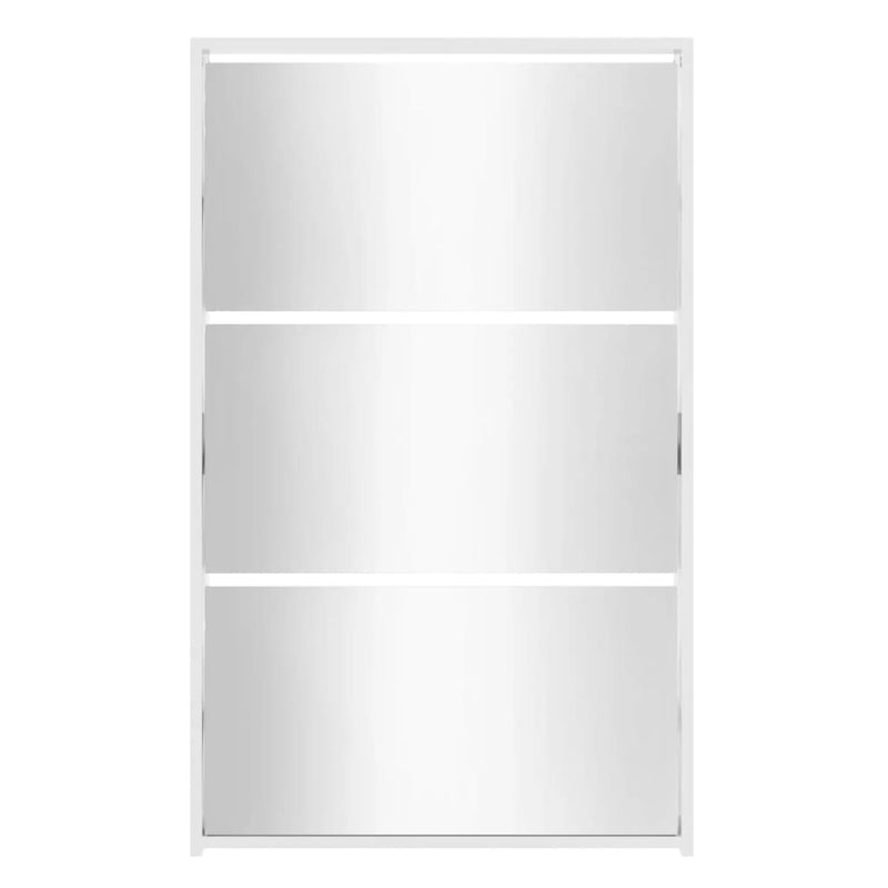 vidaXL magasfényű fehér 3 szintes cipőszekrény tükörrel 63x17x102,5 cm
