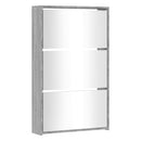 vidaXL szürke sonoma 3 szintes cipőszekrény tükörrel 63x17x102,5 cm