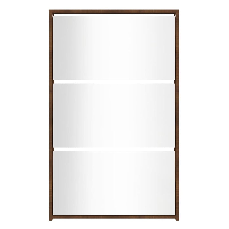 vidaXL barna tölgyszínű 3 szintes cipőszekrény tükörrel 63x17x102,5 cm
