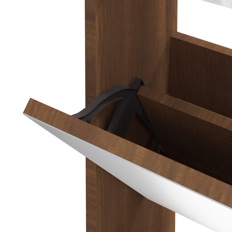 vidaXL barna tölgyszínű 3 szintes cipőszekrény tükörrel 63x17x102,5 cm