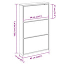 vidaXL barna tölgyszínű 3 szintes cipőszekrény tükörrel 63x17x102,5 cm