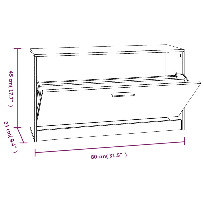 vidaXL fekete szerelt fa cipőtároló pad 80 x 24 x 45 cm