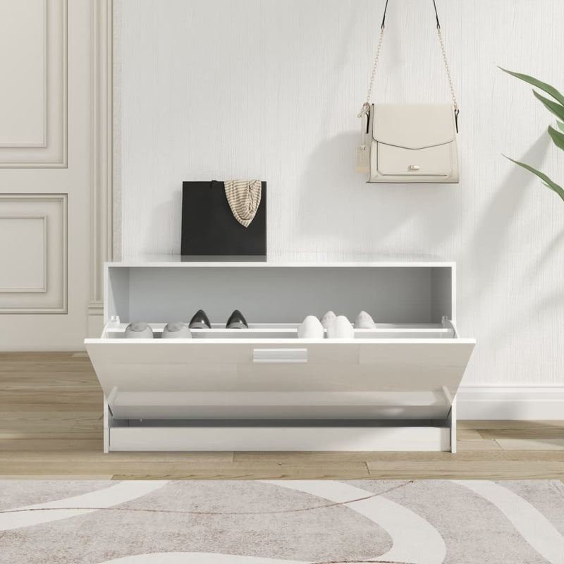 vidaXL magasfényű fehér szerelt fa cipőtároló pad 80x24x45 cm