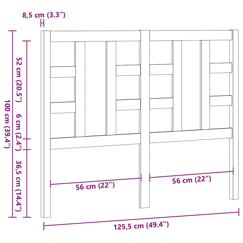 vidaXL fehér tömör fenyőfa ágyfejtámla 126 x 4 x 100 cm