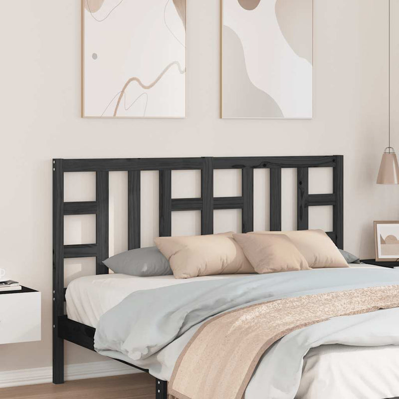 vidaXL fekete tömör fenyőfa ágyfejtámla 146 x 4 x 100 cm