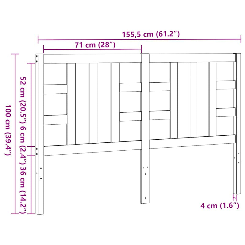 vidaXL tömör fenyőfa ágyfejtámla 166 x 4 x 100 cm
