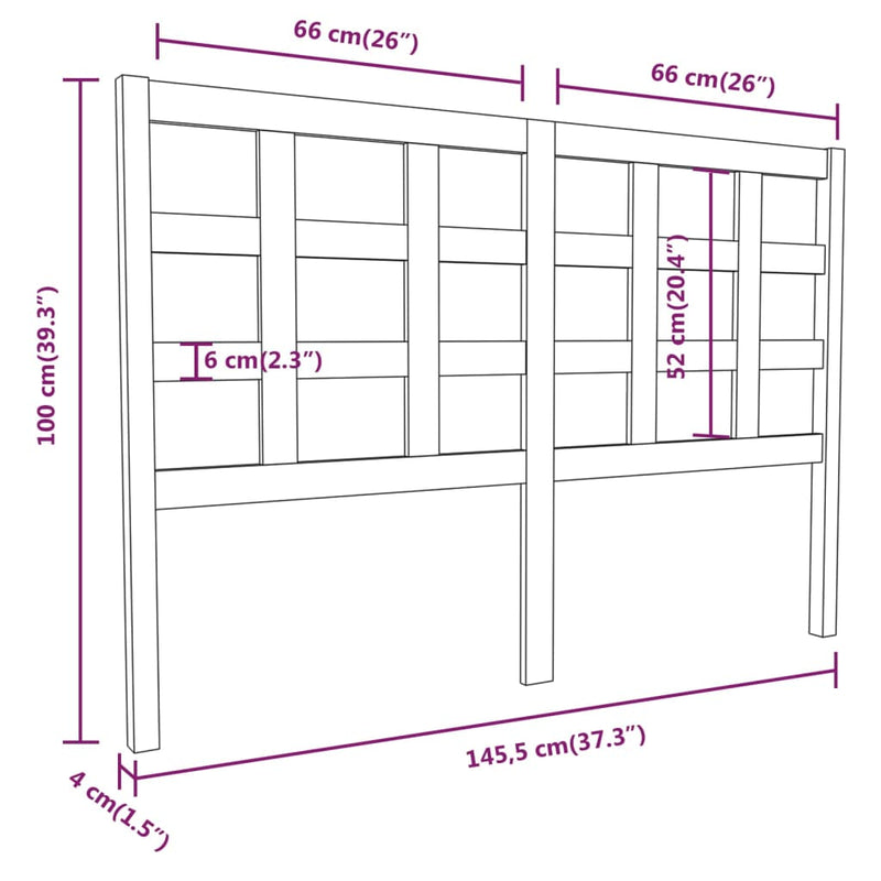 vidaXL fehér tömör fenyőfa ágyfejtámla 145,5 x 4 x 100 cm
