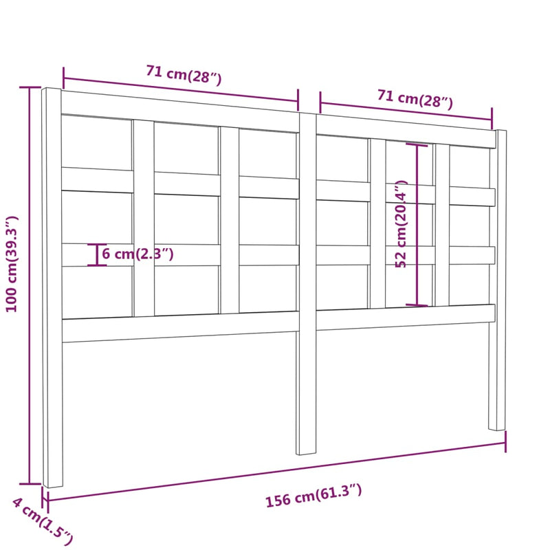 vidaXL mézbarna tömör fenyőfa ágyfejtámla 156 x 4 x 100 cm