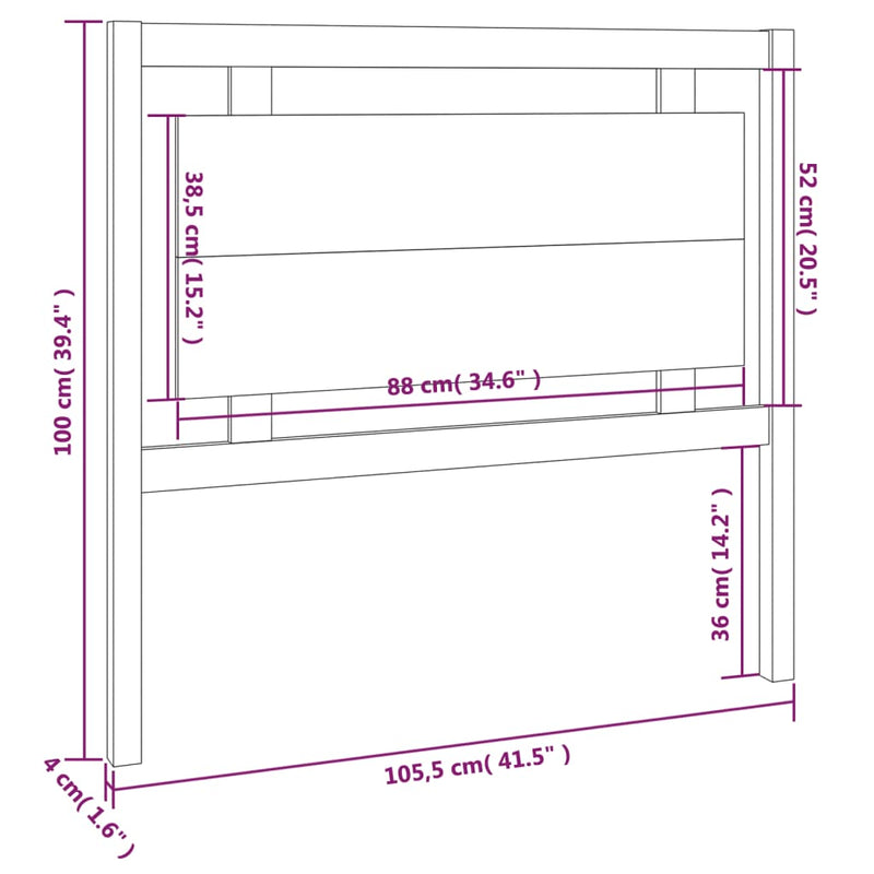vidaXL fehér tömör fenyőfa ágyfejtámla 105,5 x 4 x 100 cm