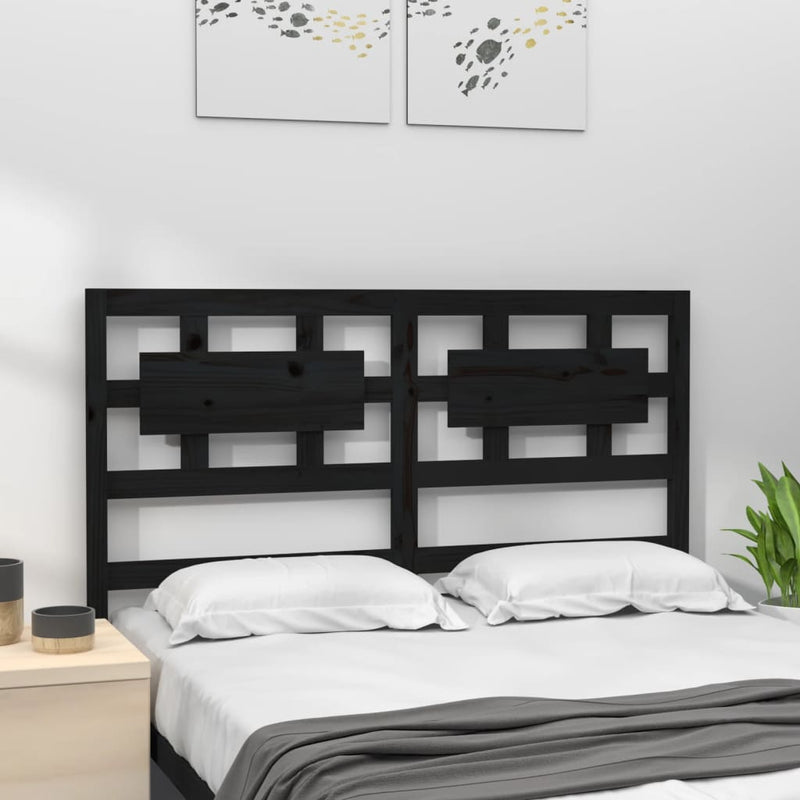 vidaXL fekete tömör fenyőfa ágyfejtámla 145,5 x 4 x 100 cm