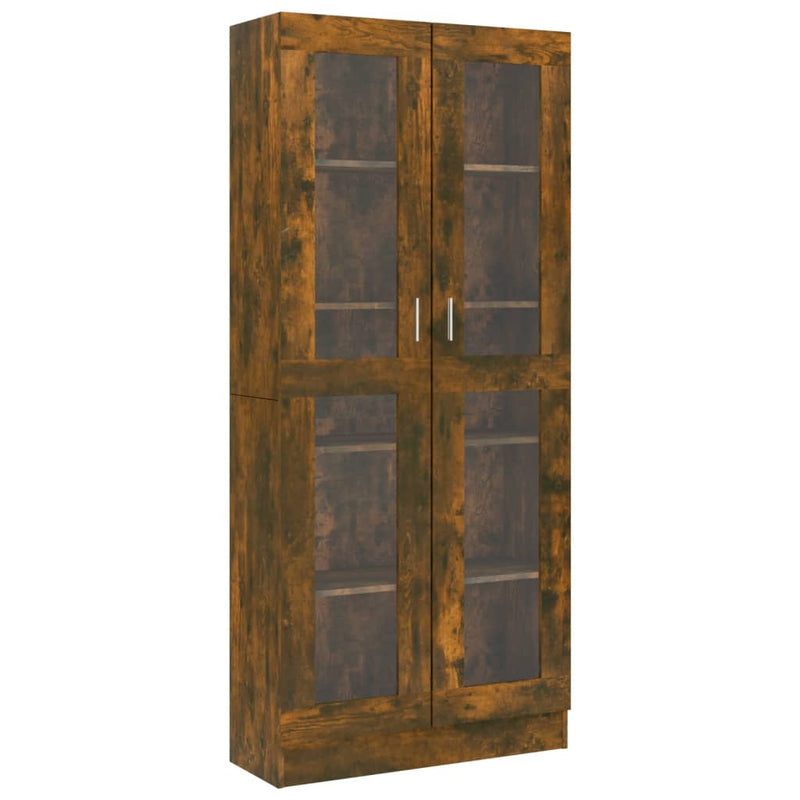 vidaXL füstös tölgyszínű szerelt fa vitrinszekrény 82,5x30,5x185 cm
