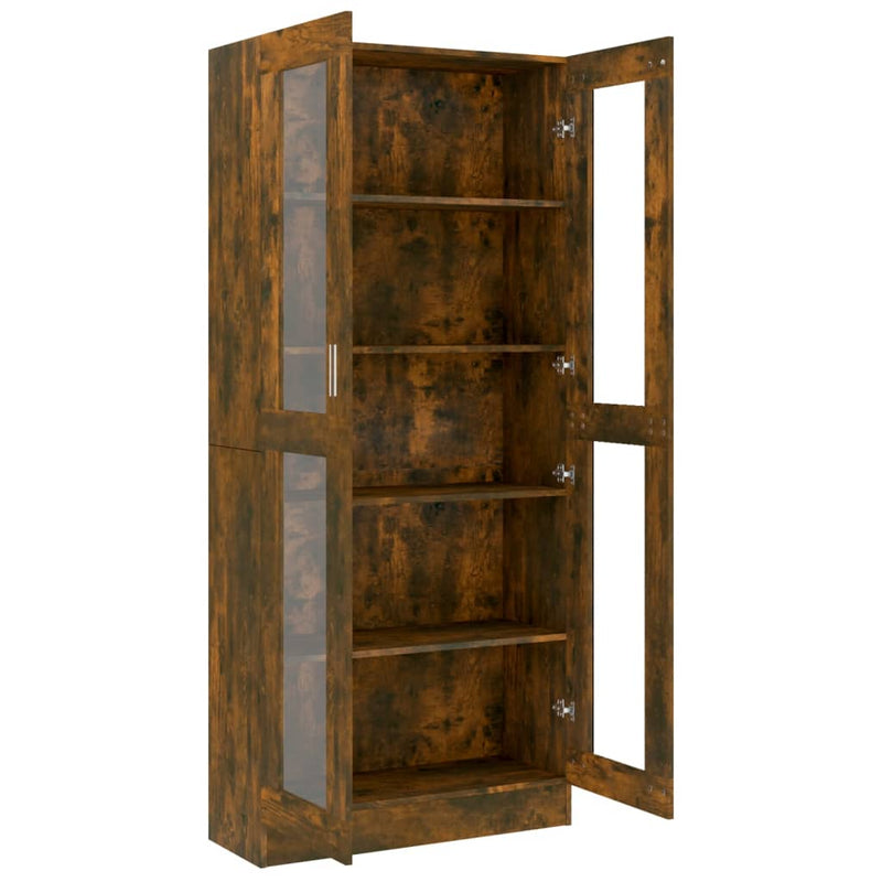 vidaXL füstös tölgyszínű szerelt fa vitrinszekrény 82,5x30,5x185 cm