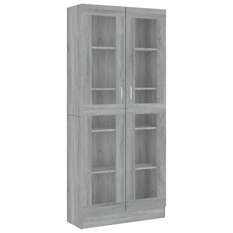 vidaXL szürke sonoma szerelt fa vitrinszekrény 82,5x30,5x185,5 cm