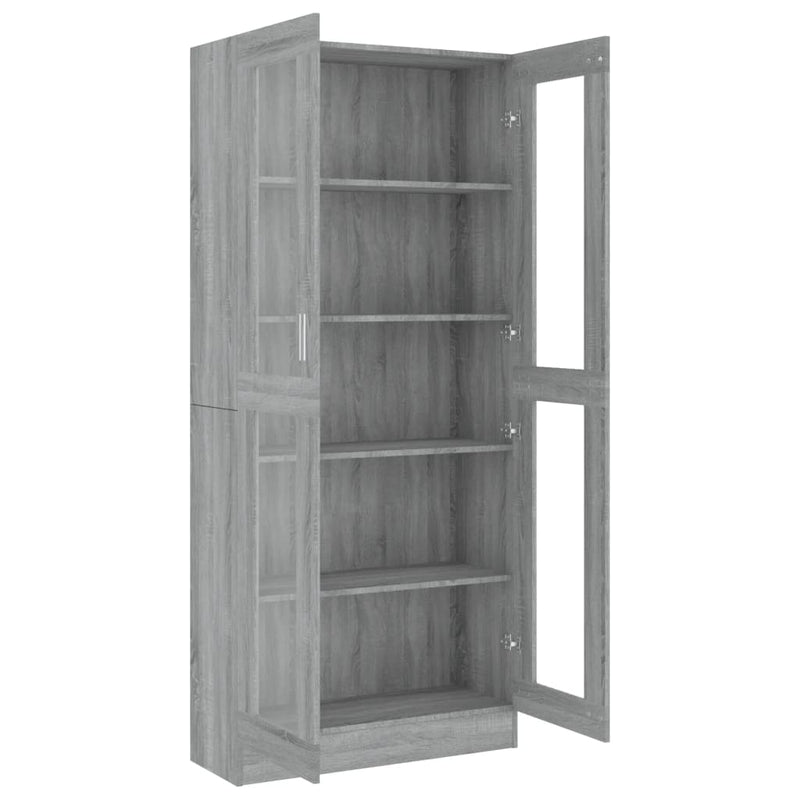 vidaXL szürke sonoma szerelt fa vitrinszekrény 82,5x30,5x185,5 cm