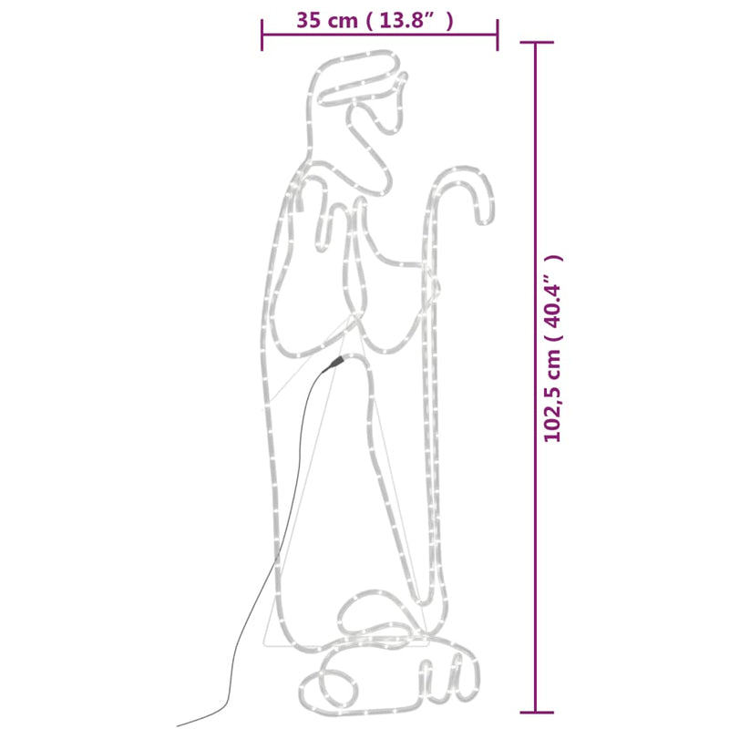 vidaXL karácsonyi pásztor és bárány figura 168 LED-del 102,5 x 35 cm