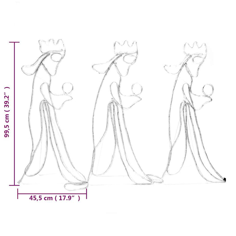 vidaXL karácsonyi "három királyok" figura 504 LED-del 99,5 x 45,5 cm