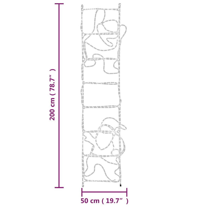 vidaXL összecsukható Mikulás a létrán figura 552 LED-del 50 x 200 cm