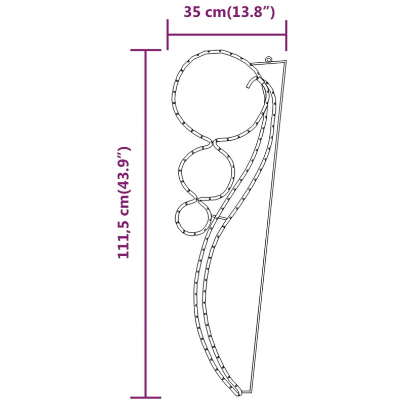 vidaXL 2 db meleg fehér gömb alakú fényfüzér 111,5 x 35 x 4,5 cm