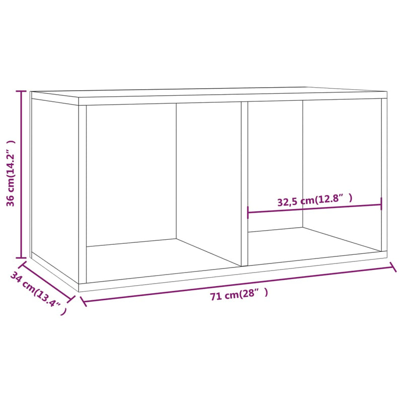 vidaXL szürke sonoma színű szerelt fa lemeztároló doboz 71x34x36 cm