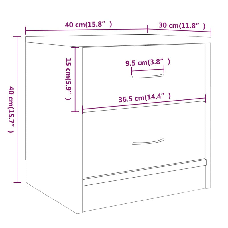 vidaXL 2 db szürke sonoma színű szerelt fa éjjeliszekrény 40x30x40 cm