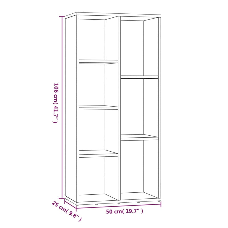 vidaXL szürke sonoma színű könyvszekrény 50 x 25 x 106 cm