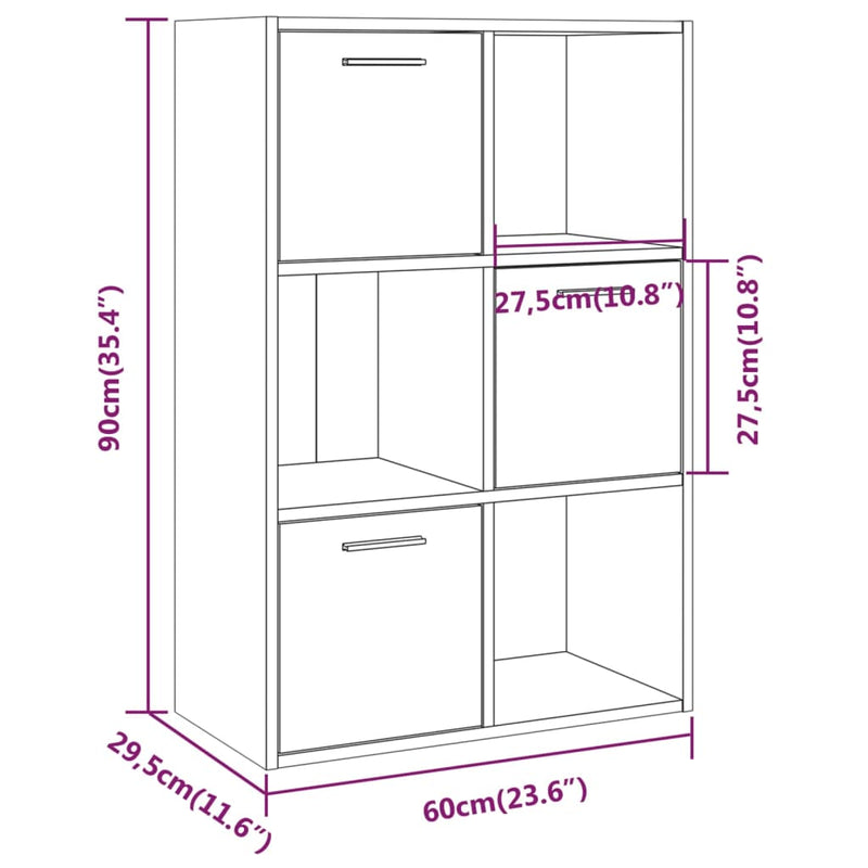 vidaXL füstös tölgy színű tárolószekrény 60 x 29,5 x 90 cm