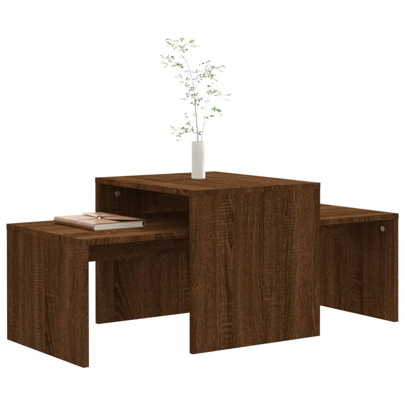 vidaXL barna tölgyszínű szerelt fa dohányzóasztalszett 100x48x40 cm