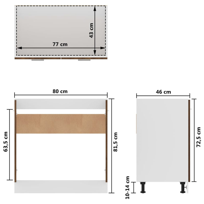 vidaXL barna tölgyszínű szerelt fa alsó mosogatószekrény 80x46x81,5 cm