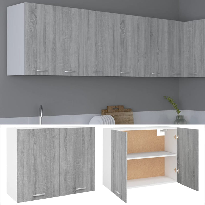 vidaXL szürke sonoma színű szerelt fa függőszekrény 80x31x60 cm