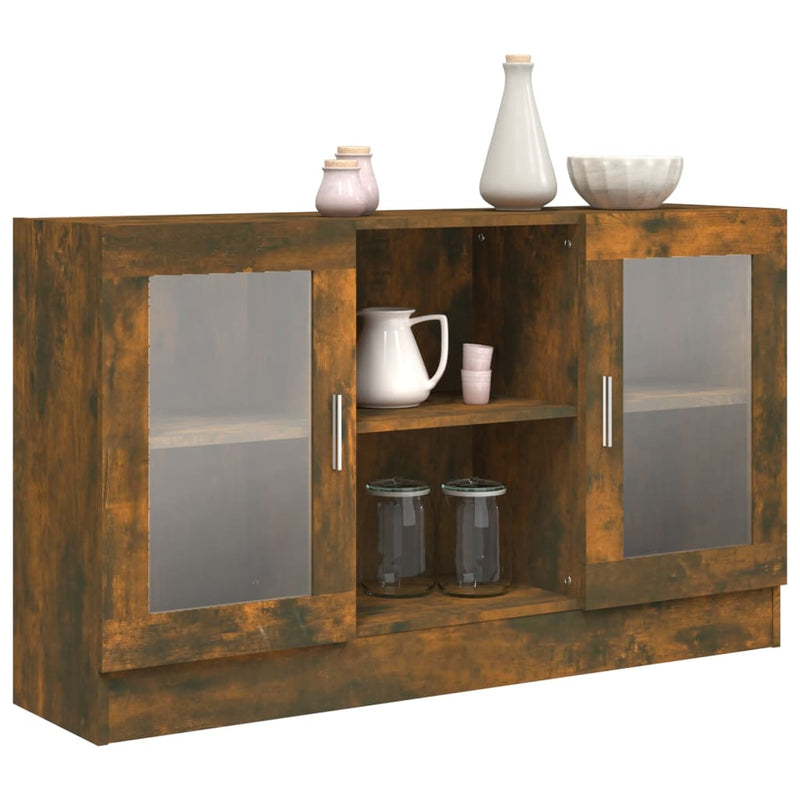 vidaXL füstös tölgy színű szerelt fa vitrinszekrény 120 x 30,5 x 70 cm