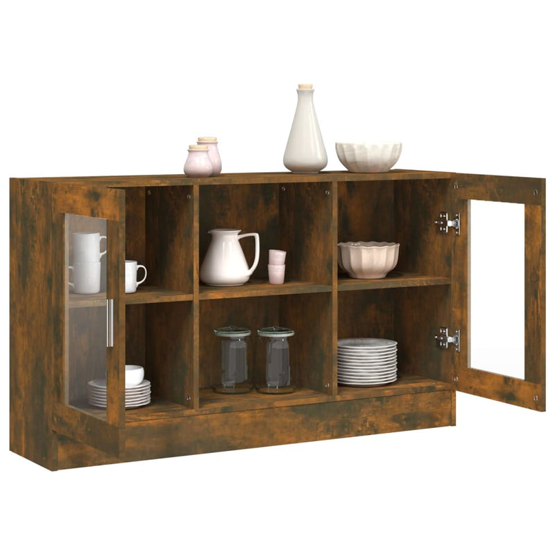 vidaXL füstös tölgy színű szerelt fa vitrinszekrény 120 x 30,5 x 70 cm