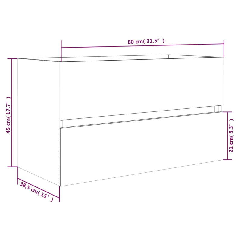 vidaXL szürke-sonoma színű szerelt fa mosdószekrény 80 x 38,5 x 45 cm