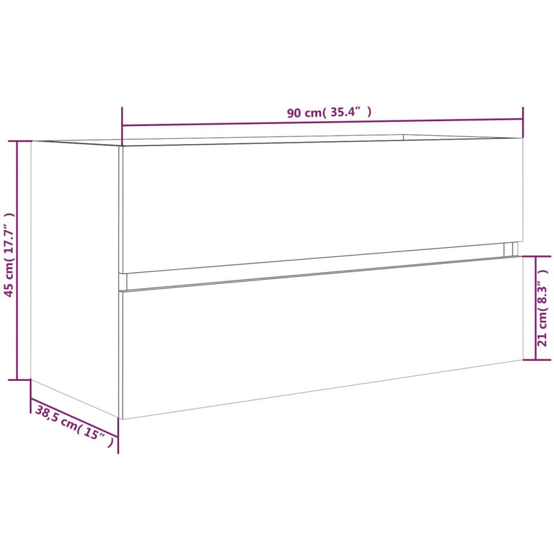 vidaXL füstös tölgy színű szerelt fa mosdószekrény 90 x 38,5 x 45 cm