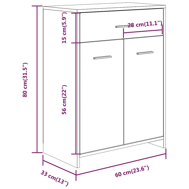 vidaXL szürke sonoma színű szerelt fa fürdőszobaszekrény 60x33x80 cm