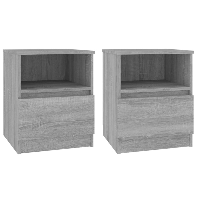 vidaXL 2 db szürke sonoma színű szerelt fa éjjeliszekrény 40x40x50 cm