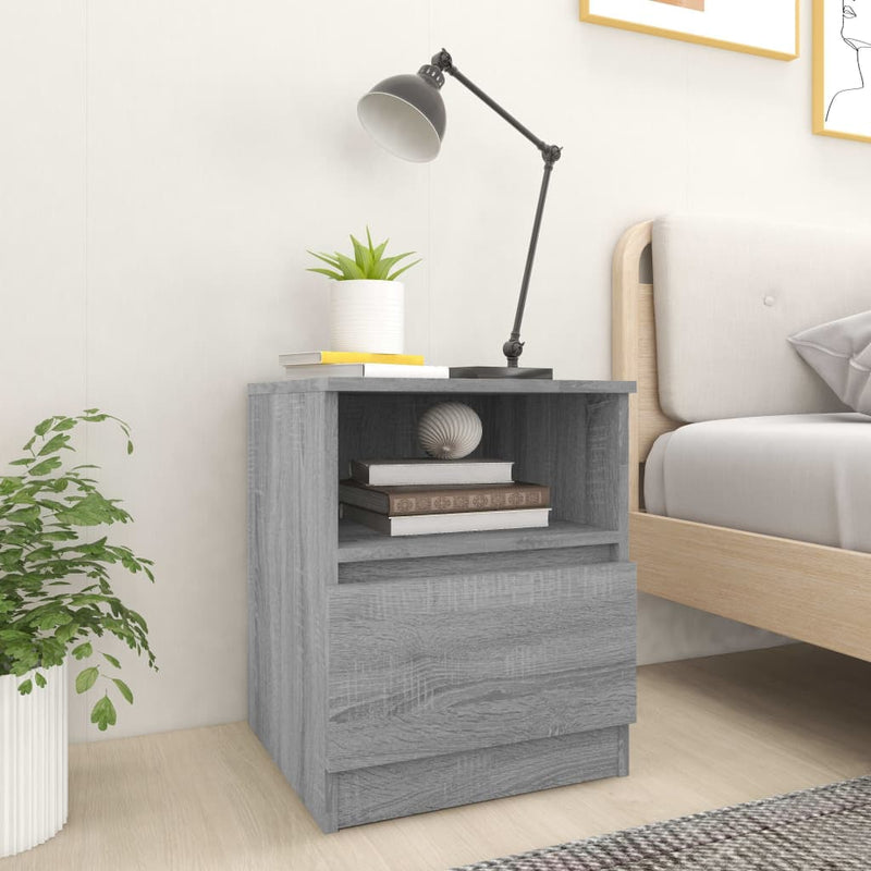 vidaXL 2 db szürke sonoma színű szerelt fa éjjeliszekrény 40x40x50 cm