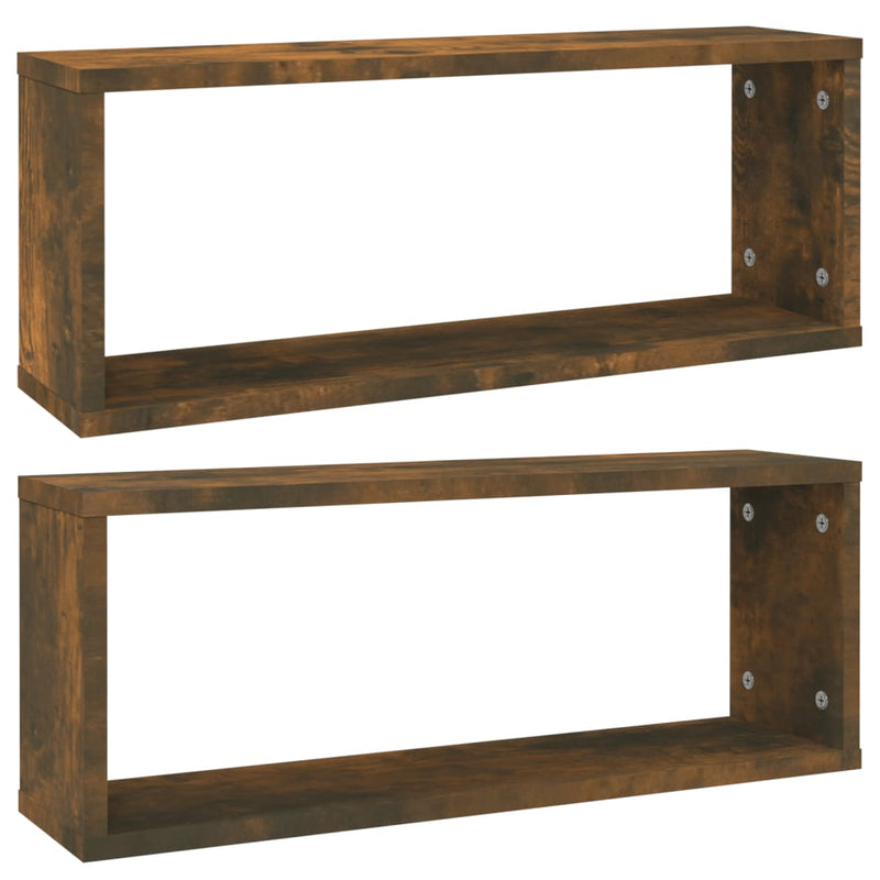 vidaXL 2 db füstös tölgy színű szerelt fa fali kockapolc 60x15x23 cm