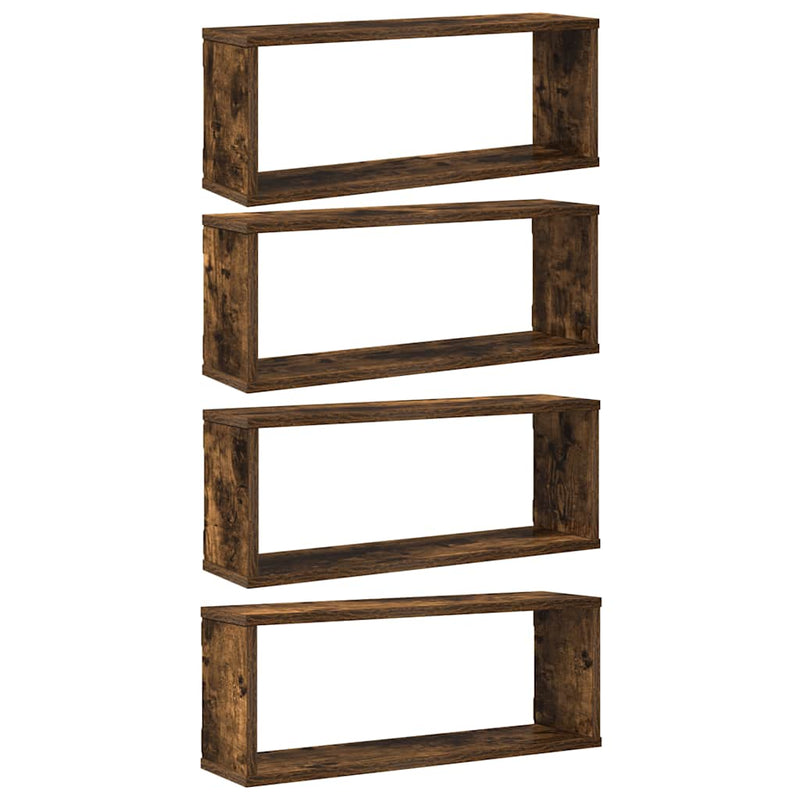 vidaXL 4 db füstös tölgy színű szerelt fa fali kockapolc 60x15x23 cm