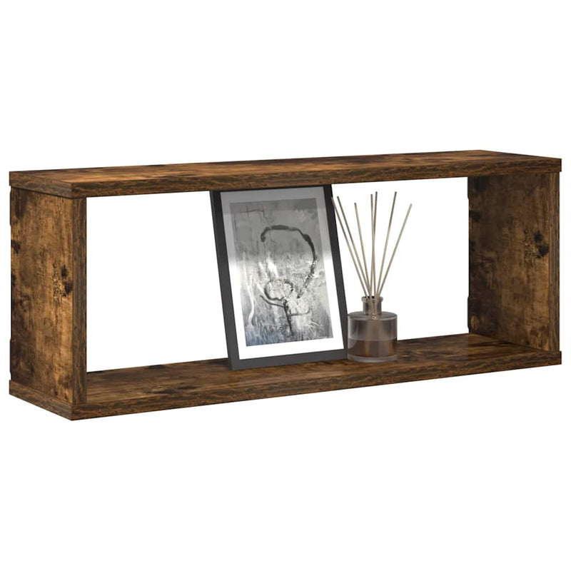 vidaXL 4 db füstös tölgy színű szerelt fa fali kockapolc 60x15x23 cm