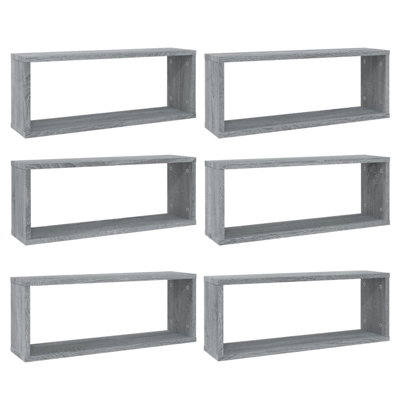 vidaXL 6 db szürke sonoma színű szerelt fa fali kockapolc 60x15x23 cm