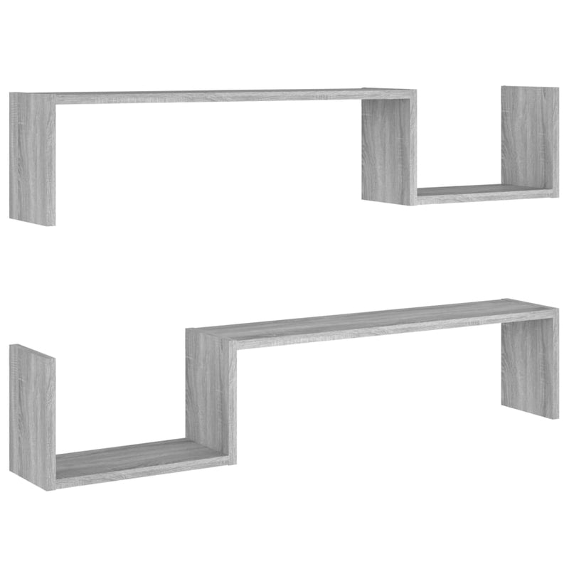 vidaXL 2 db szürke sonoma színű szerelt fa fali polc 100 x 15 x 20 cm