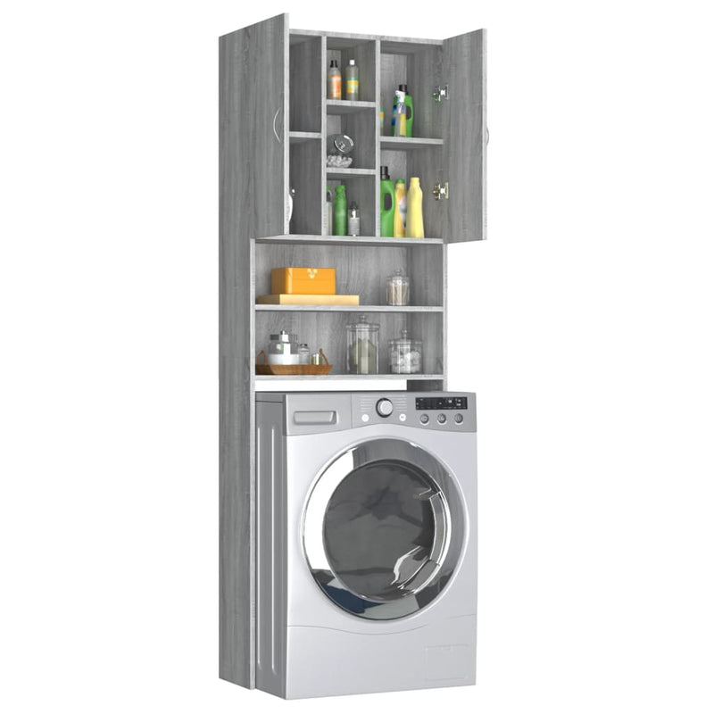 vidaXL szürke sonoma színű mosógépszekrény 64 x 25,5 x 190 cm