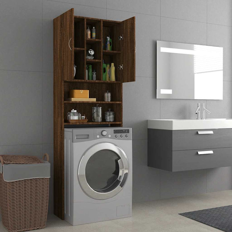 vidaXL barna tölgy színű mosógépszekrény 64 x 25,5 x 190 cm