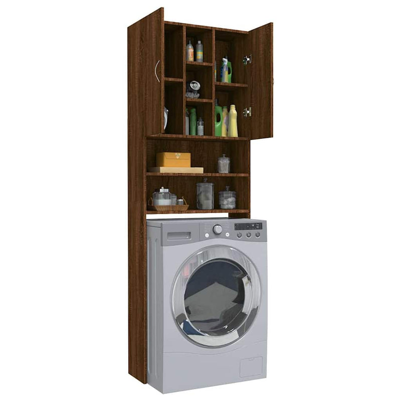 vidaXL barna tölgy színű mosógépszekrény 64 x 25,5 x 190 cm