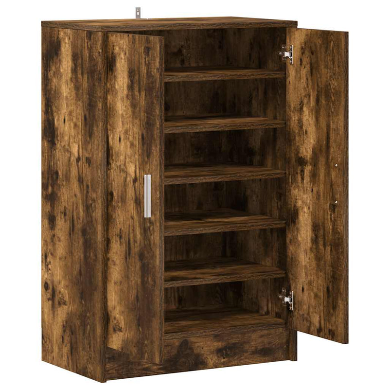 vidaXL füstös tölgy színű szerelt fa cipősszekrény 60 x 35 x 92 cm