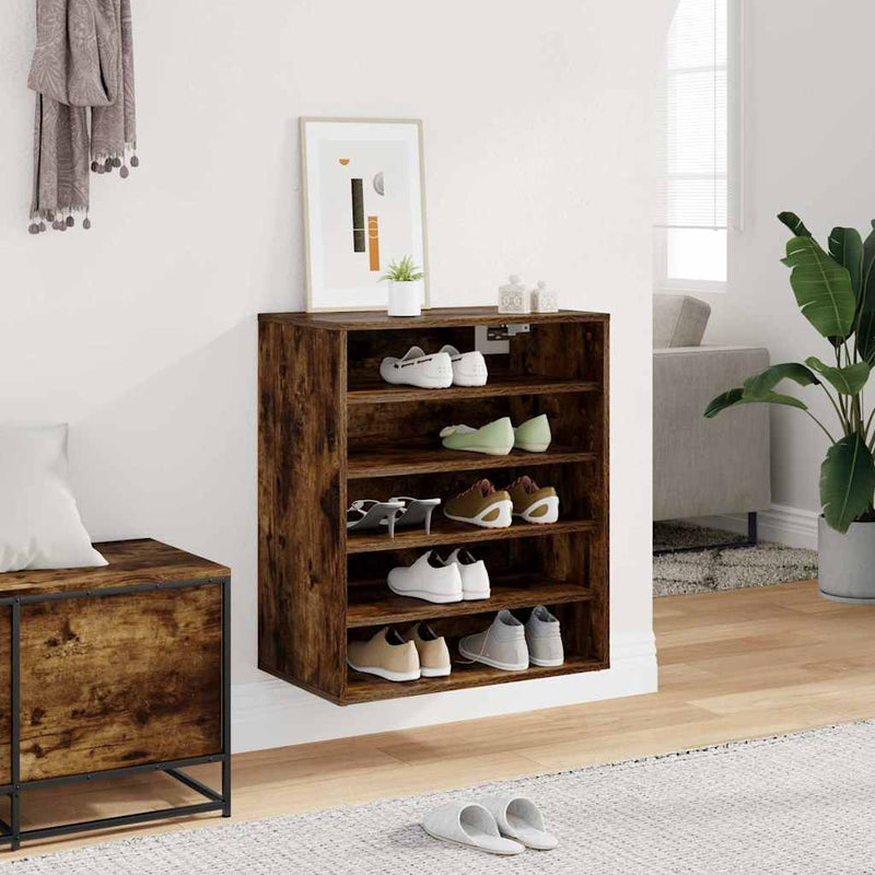 vidaXL füstös tölgy színű szerelt fa cipősszekrény 60 x 35 x 70 cm