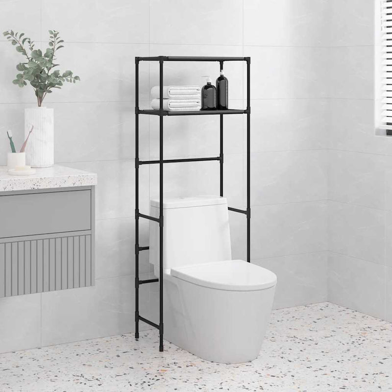 vidaXL 2 szintes fekete vas WC feletti tárolóállvány 53,5x28x143 cm